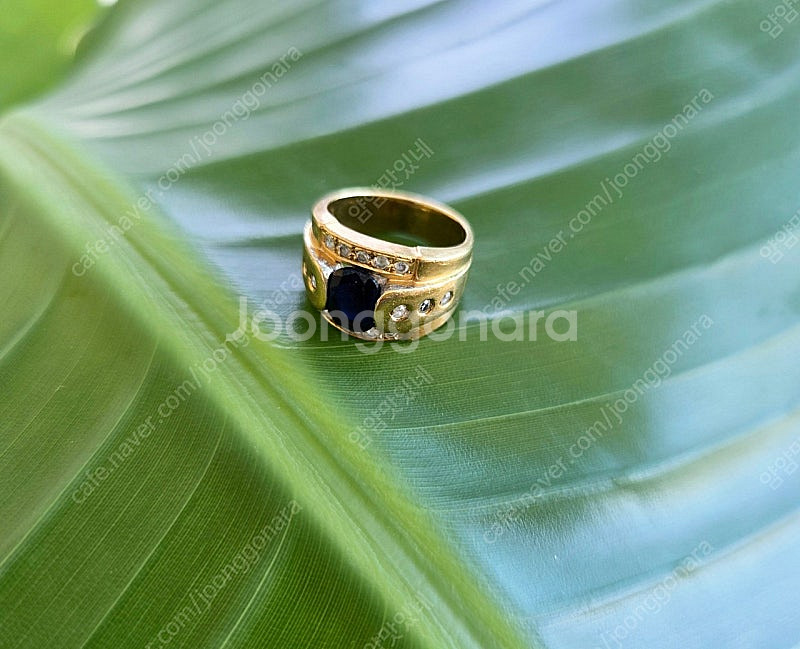 천연 블루사파이어 18k 금반지 9.87g--1
