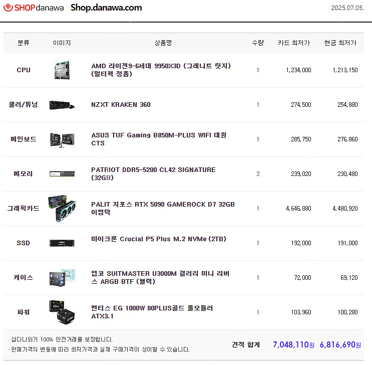 라이젠 9950X3D RTX 5090 본체 팝니다.--1