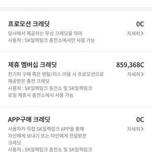 SK일렉링크 전기차 충전 크레딧 859,368원을 650,000에 판매