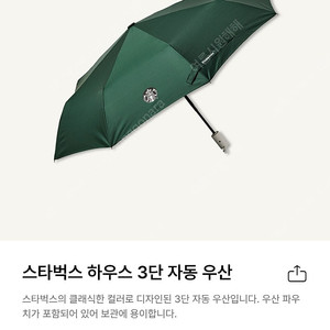 스타벅스 하우스 3단 자동 우산 그린