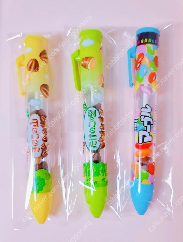 아폴로 딸기 초콜렛 볼펜 마블 초코 볼펜 죽순 과자 볼펜 버섯 초코송이 버섯의산 볼펜 이미지