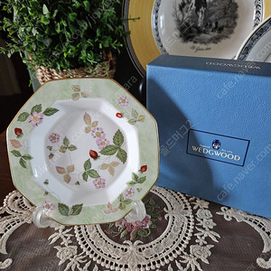 (새상품)영국 웨지우드 와일드스트로베리 팔각접시 판매해요