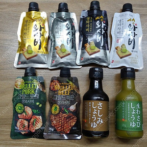 주비푸드 갈아만든 생와사비 + 간장소스 세트 고추냉이 8종 아주 싸게 팝니다. (미개봉 새제품) 그릴드비프 생와사비 그릴드포크 생와사비 사시미간장소스