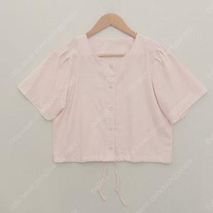 98도씨 잔체크 크롭 블라우스 이미지