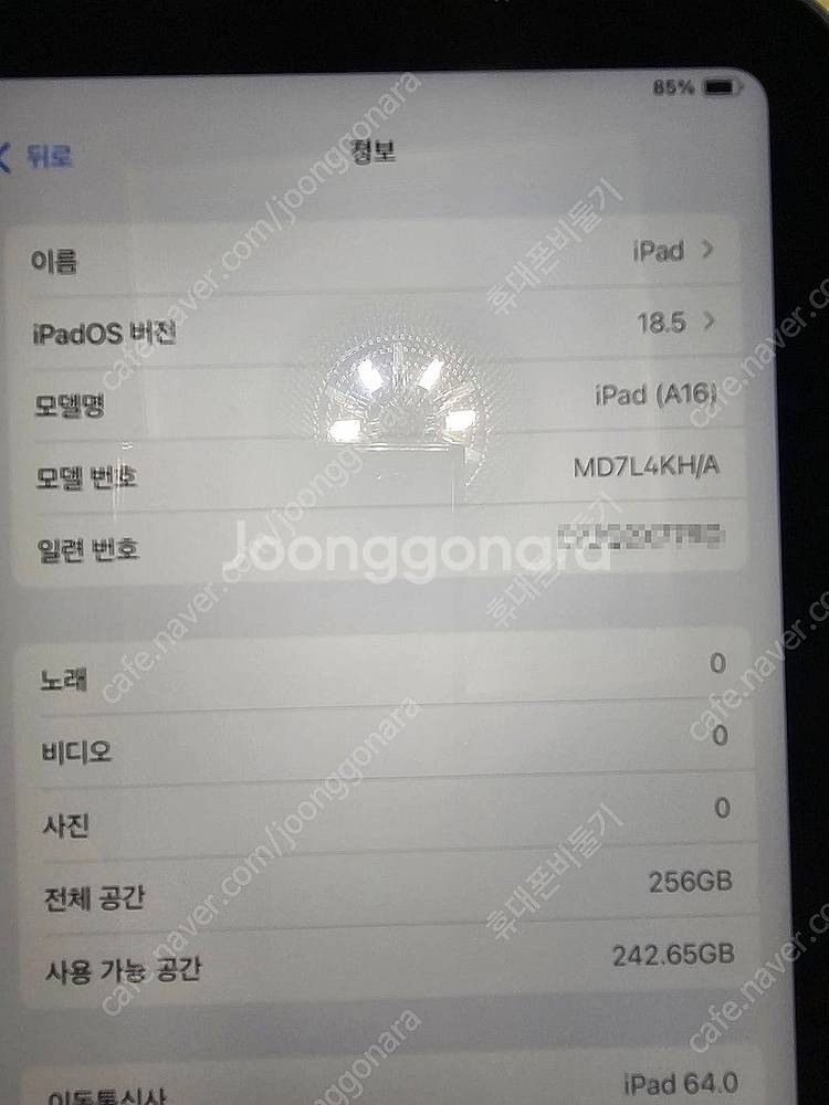 아이패드11세대(A16)256기가 블루컬러 셀룰러 자급...--3