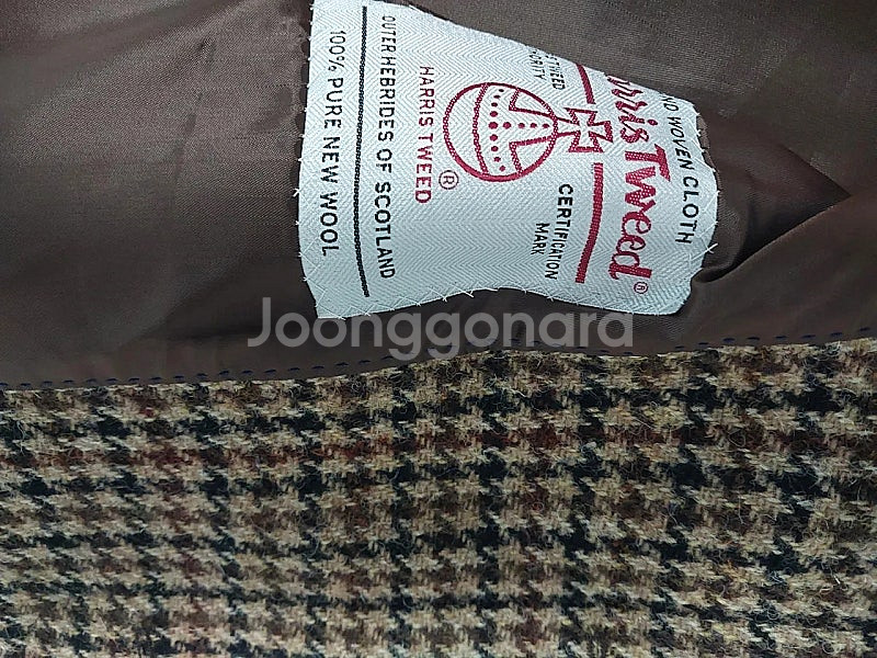 해리스트위드 건클럽 체크 발마칸 코트 빈티지 버버리 베...--4