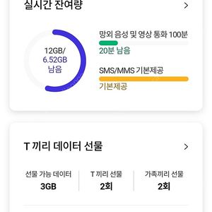 sk t데이터선물하기 2기가