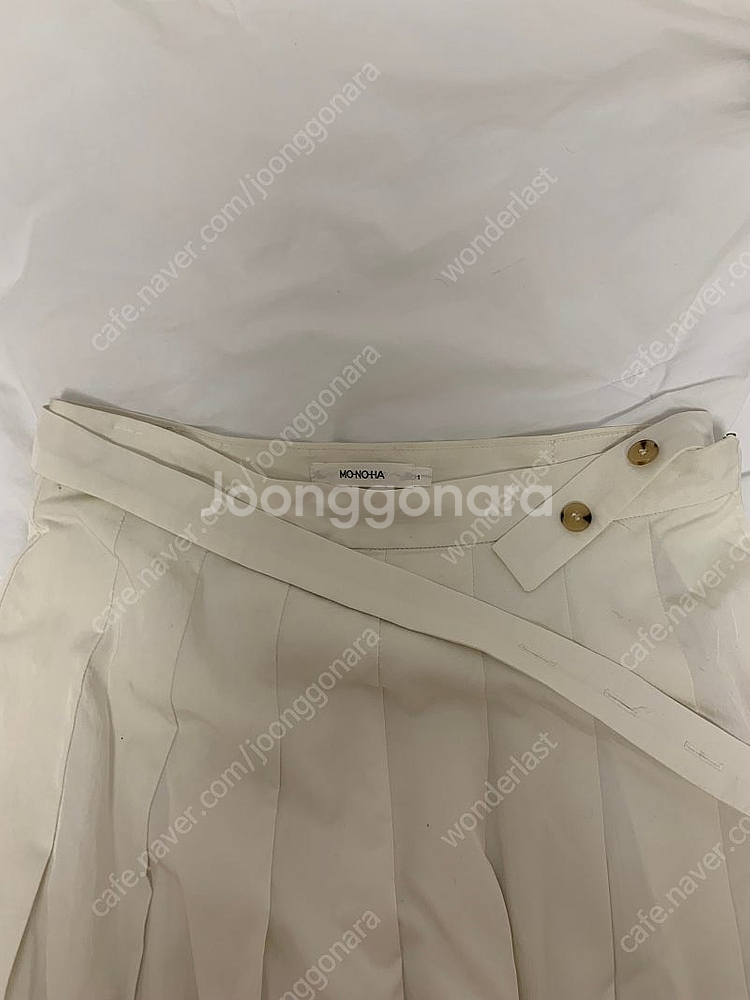 모노하 벨트 플리츠 스커트 아이보리 s--0