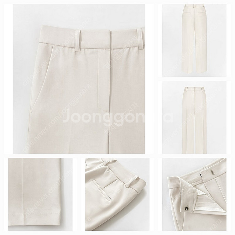 더로랑 로얄 스판 크롭 슬랙스 바지 블랙 아이보리 s--5