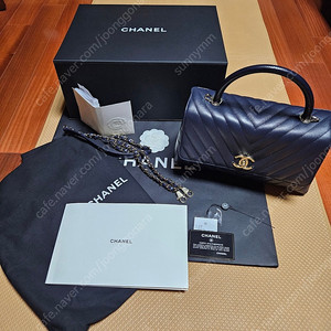 샤넬 코코핸들 쉐브론 캐비어 다크네이비 샴골