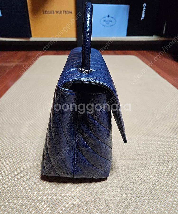 샤넬 코코핸들 쉐브론 캐비어 다크네이비 샴골--2