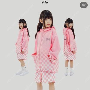 히로 체커 바람막이 핑크140 + 에그녹 푸딩 투피스 8y