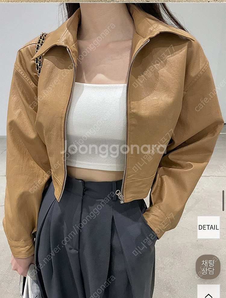 새거* 메이빈스 얼빈 크롭 페이크 비건 레더 가죽 자켓...--3