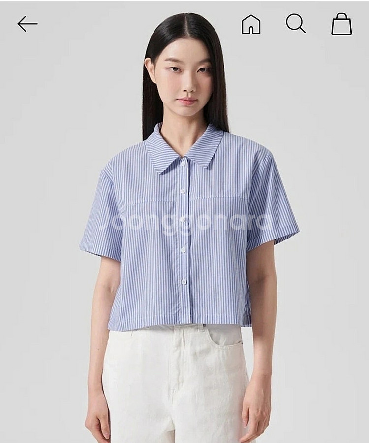 에잇세컨즈 여성 여자 스트라이프 반팔 셔츠--1