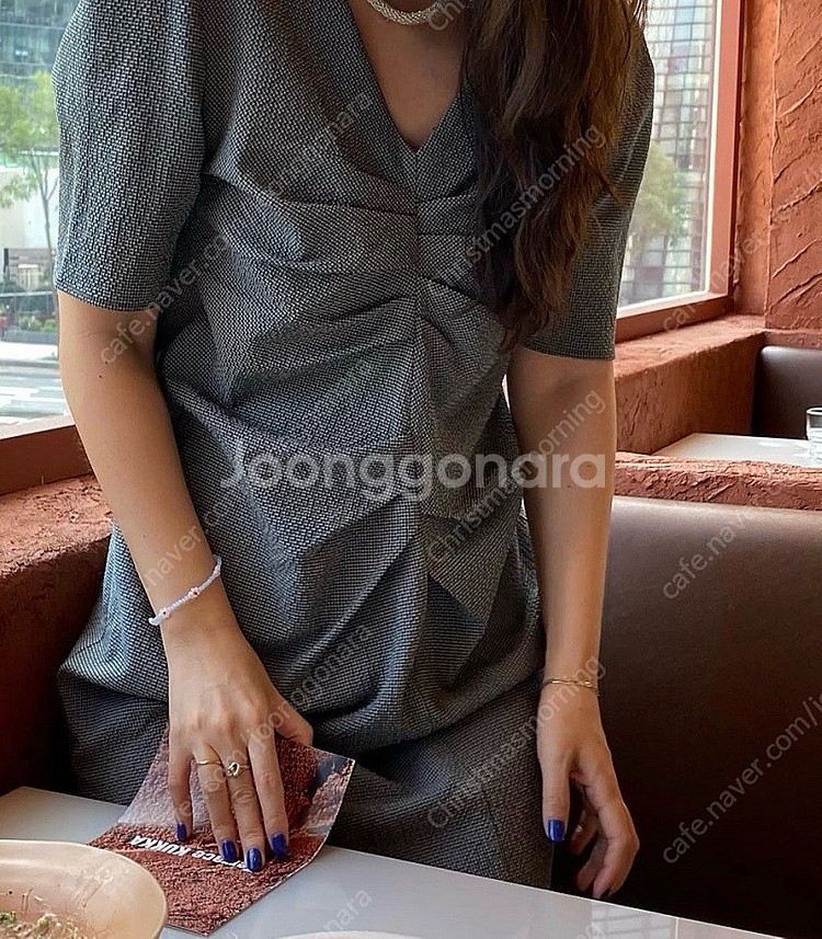 히솝 올리비아 드레스 s (블루그레이패턴)--1