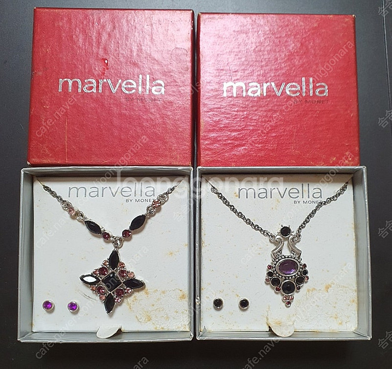 [미사용] marvella 빈티지 목걸이 귀걸이 세트--0