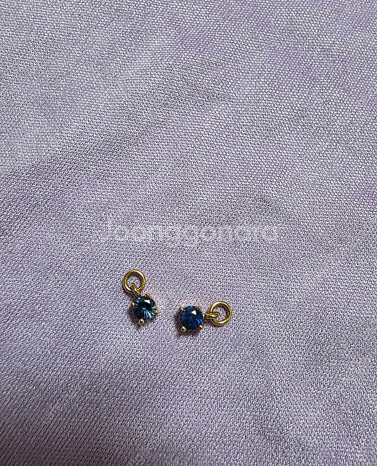 18k 로즈골드 사파이어 귀걸이 참 장식 한쌍--0