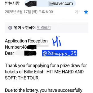 빌리아일리시 도쿄 콘서트 티켓 2매