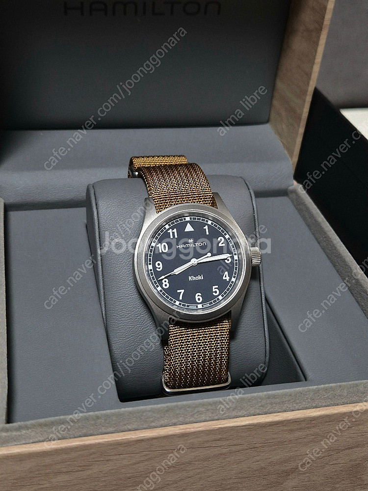 해밀턴 카키필드 쿼츠 38mm 블루 다이얼 H69401...--0