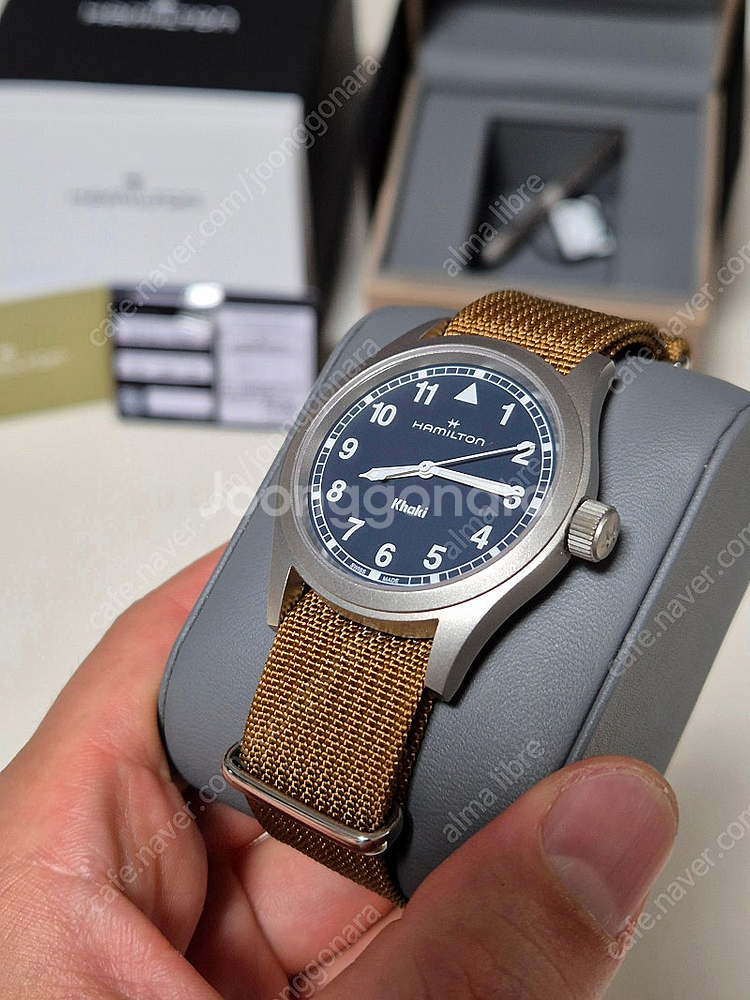 해밀턴 카키필드 쿼츠 38mm 블루 다이얼 H69401...--3