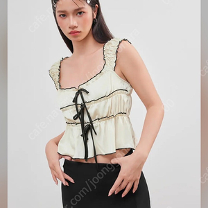 새상품 샵 사이다 블라우스 CONTRASTING TRIM KNOTTED SHORT SLEEVE BLOUSE xs
