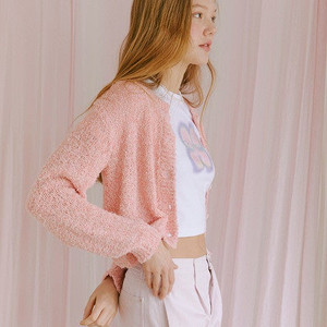 에트몽 color blend cardigan 코랄핑크 가디건