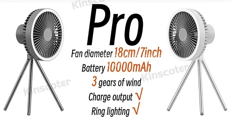 무선 삼각대 휴대용 손선풍기 LED 1000mAh 판매...--2