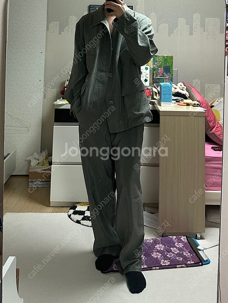 [48] 24ss 르메르 드라이실크 4포켓 오버셔츠자켓 - 애쉬그레이--2