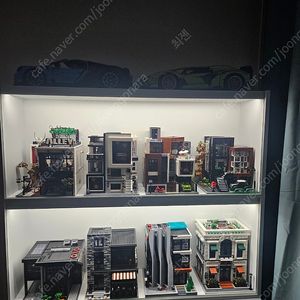 오소장 모듈러 레고세트 + 세로 3단 LED 장식장 세트