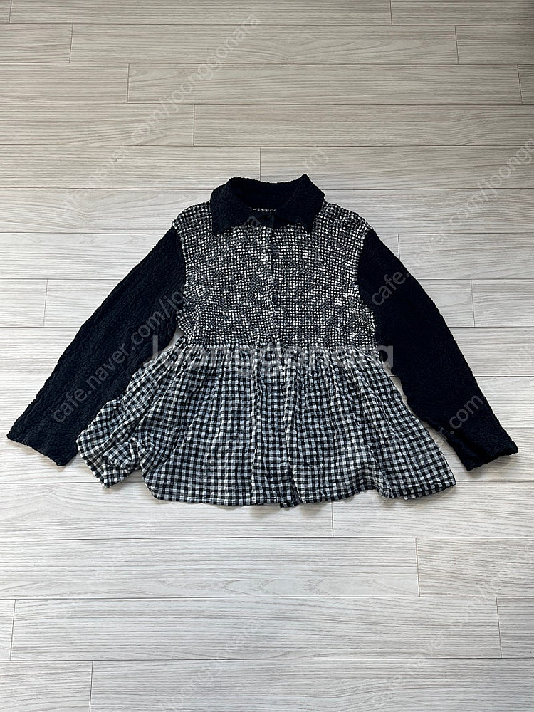 이세이미야케 미 깅엄체크 컬리 플라워 가디건 (새상품)--2