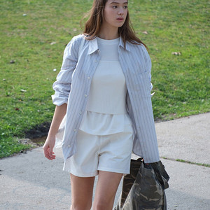 로우클래식 셔츠 S OVERSIZED Lc STRIPED SHIRT_LIGHT GREY_LC251SH03LG