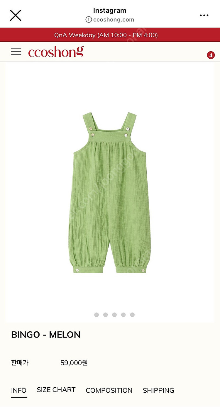 꼬숑 빙고 멜론 s (미시착, 새상품)--1