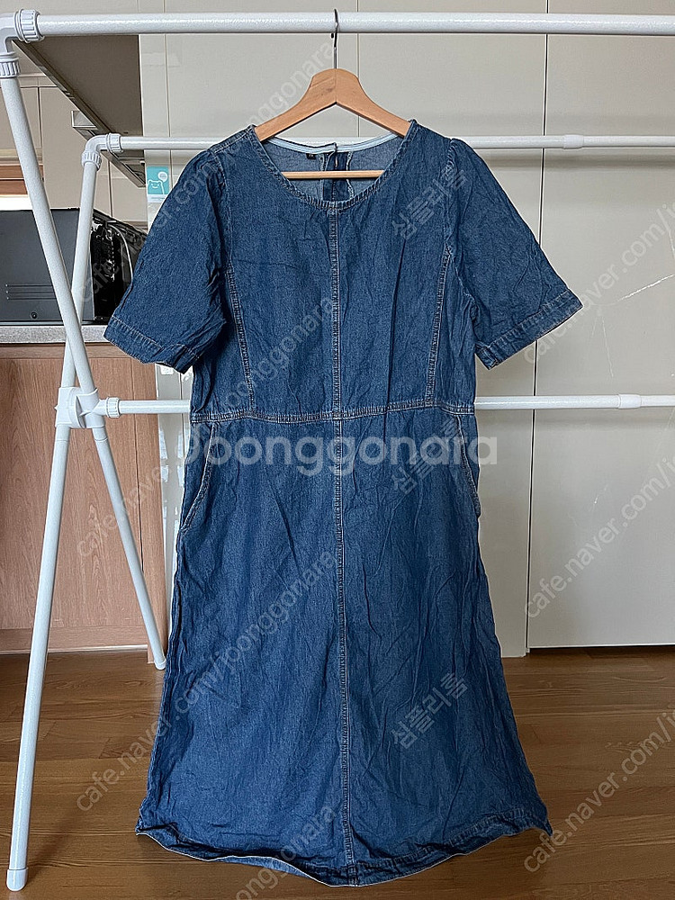 여성 여름 반팔 데님 롱 원피스 77--0