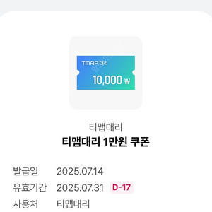 T맵대리 티맵Tmap 대리운전 1만원할인권