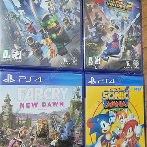 미개봉/일괄) PS4 소닉 마니아, 파크라이 뉴 던, 닌자고, 레고 마블히어로