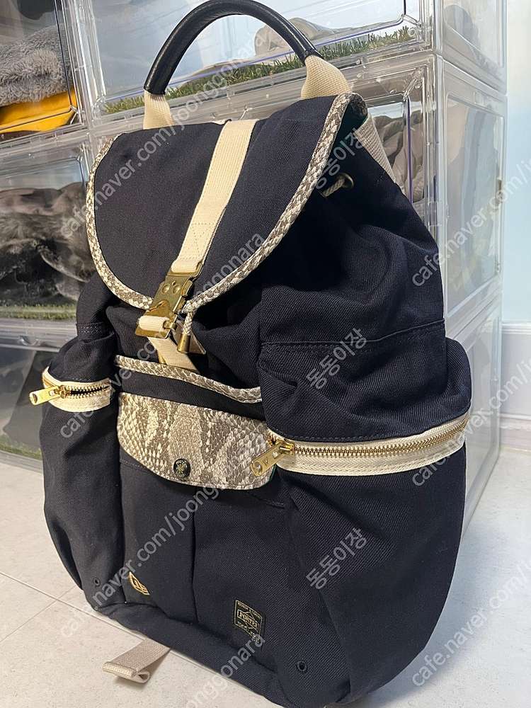 요시다 포터 X 뉴에라 파이톤 캔버스 럭색 백팩 네이비--3