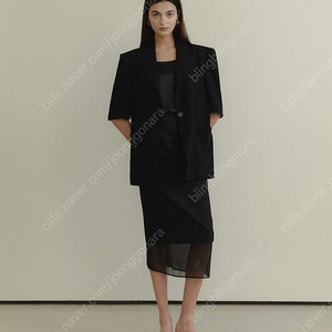 엘보른 caden 오간자 스커트 블랙 38 새상품/elborn caden organza skirt /블랙스커트 H 라인 스커트 여름스커트