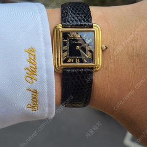 [정품] 까르띠에 스텝드 탱크 블랙 오닉스 다이얼 수동 빈티지 1970s (Cartier Stepped Tank Black Onxy)