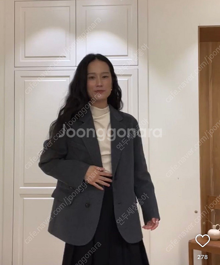 유메르 로우 캐시미어 블레이저 코트 차콜--7