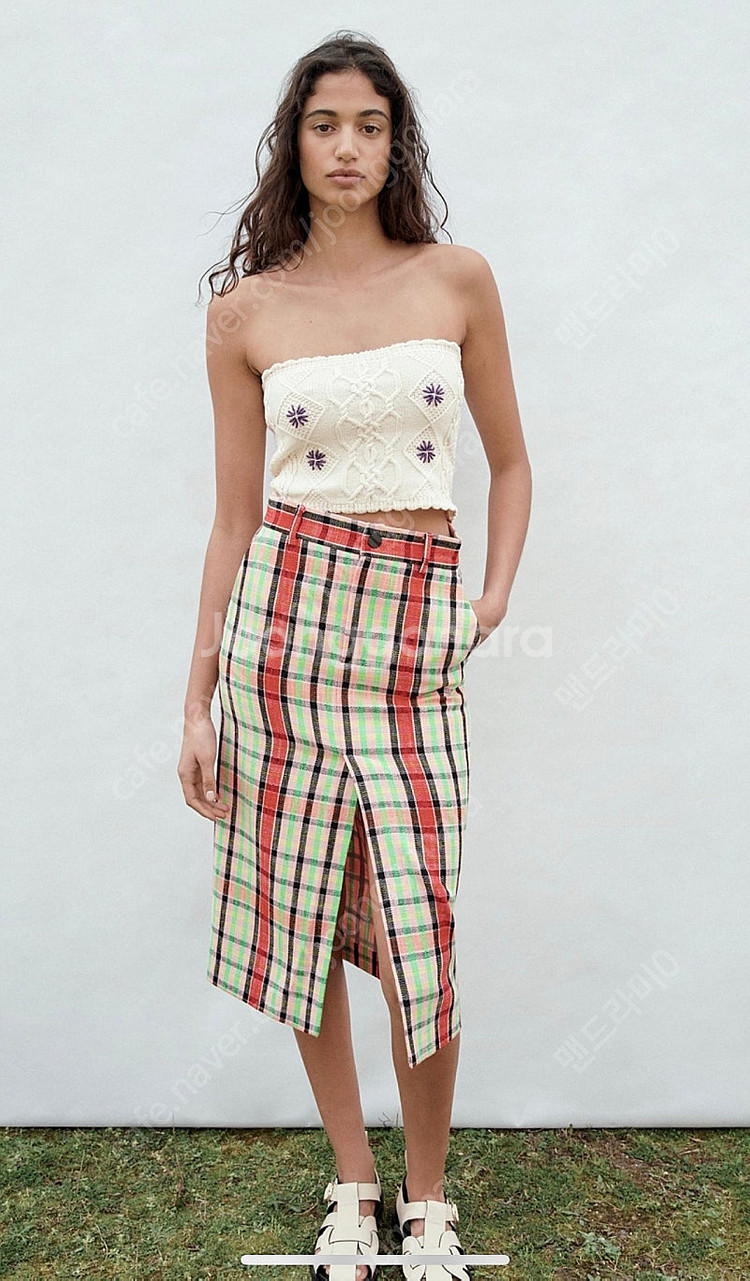 자라 체크 미디 스커트 s사이즈--1