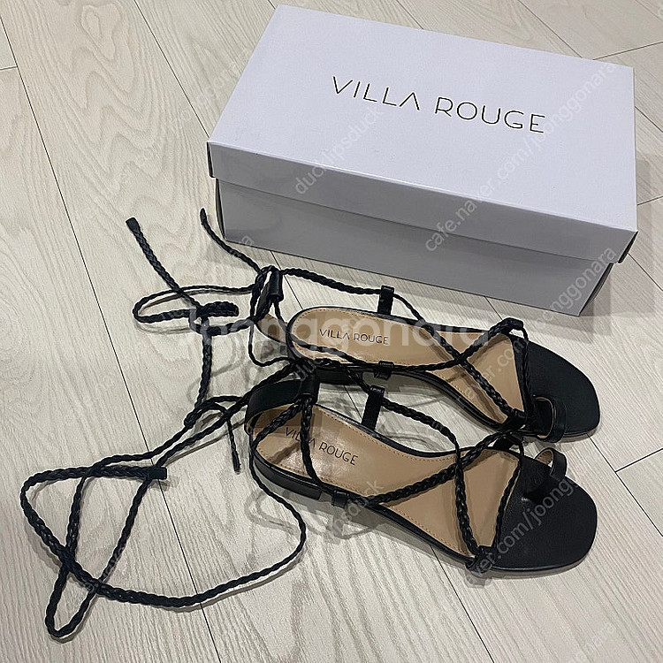 여성용 레더 랩 샌들 블랙 새상품 Villa Rouge...--4