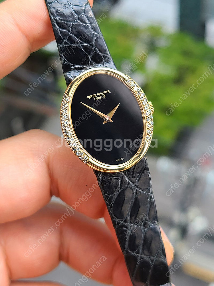 [정품] 파텍필립 골든 엘립스 블랙 오닉스 다이아몬드 여성용 미사용 소장품 (Patek Philippe Golden...--0