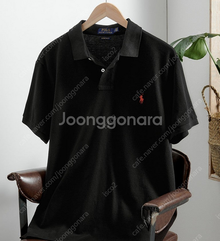 (새제품) 폴로 랄프로렌 슬림핏 카라티 블랙 XL--1