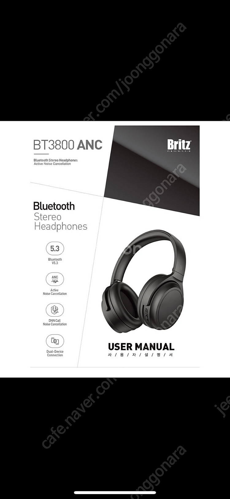 브리츠 BT3800 ANC 노캔 블루투스 헤드폰--1