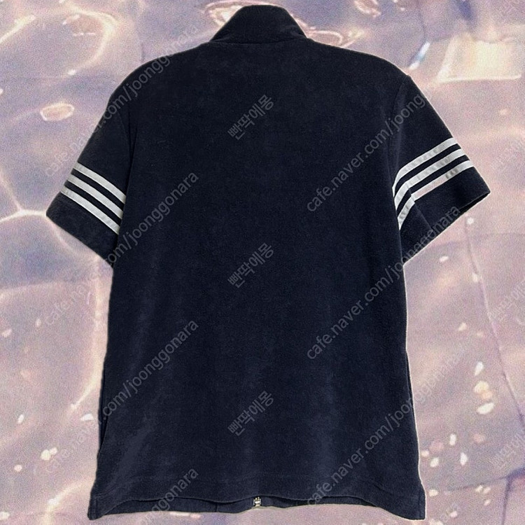 아디다스 반팔 테리 집업 네이비 대장템--4