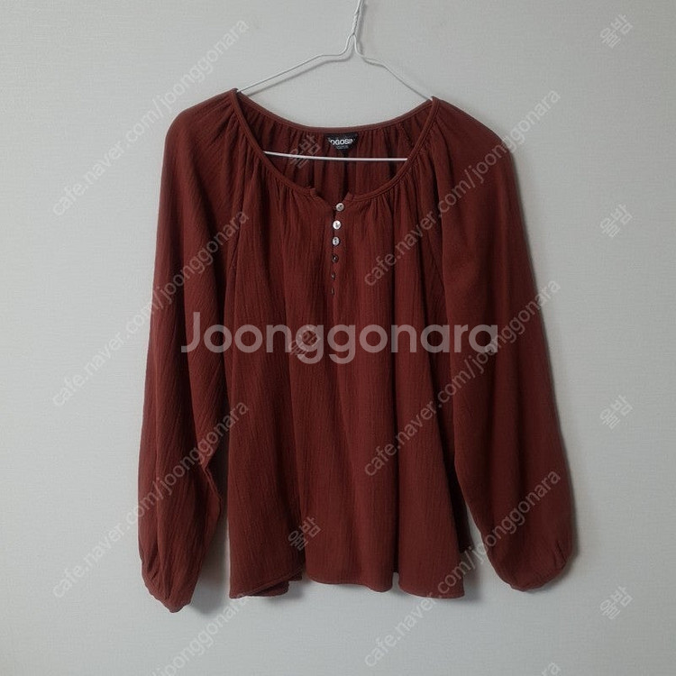고고싱 라운드 코튼 블라우스 래글런 셔링 버튼 가을 브...--7