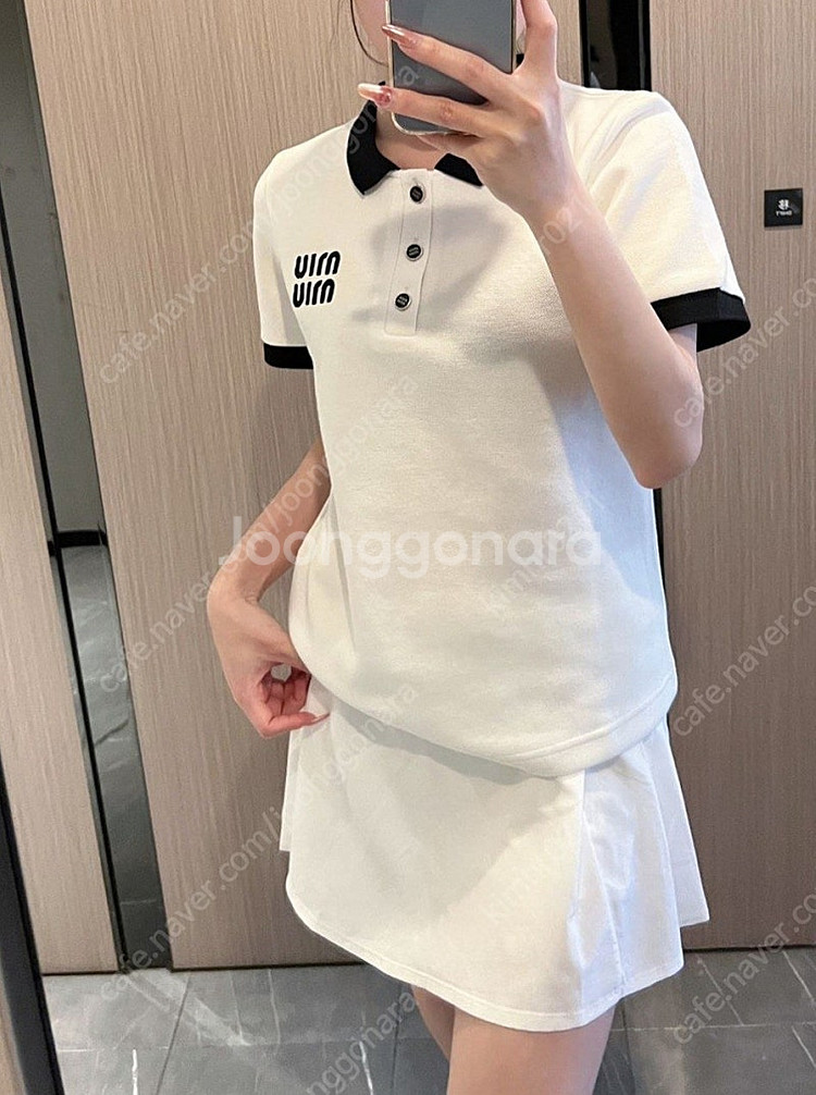 [새 제품]미우 배색 피케 카라티셔츠--1