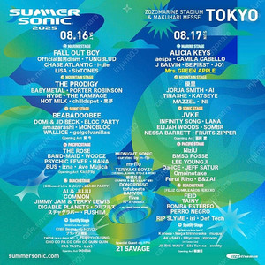 Summer sonic 써머소닉 도쿄 8/17 2장 양도
