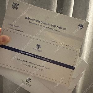 블룸비스타 숙박권 2매