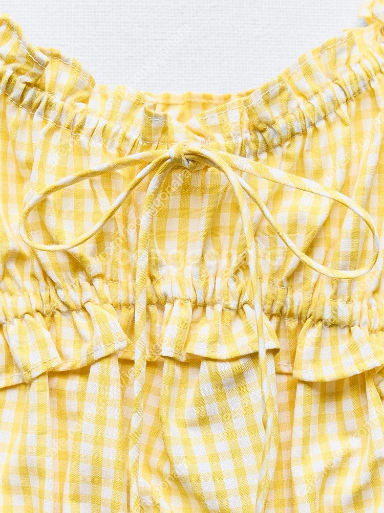 ZARA 자라 깅엄 체크 탑, 깅엄 체크 크롭 탑--9